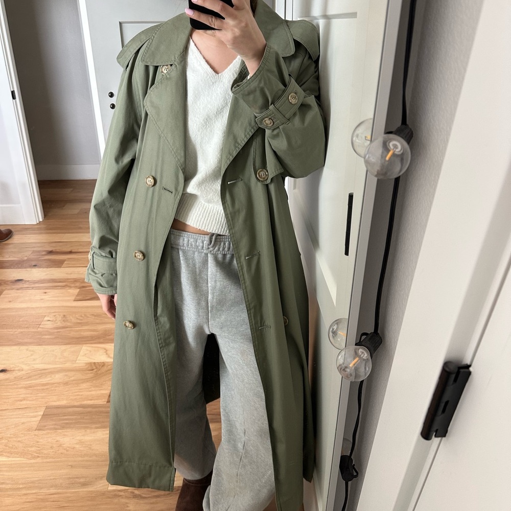 London Fog Women's Green Khaki Trench Coat